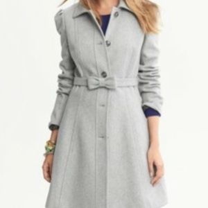 Banana republic gray wool coat with bow